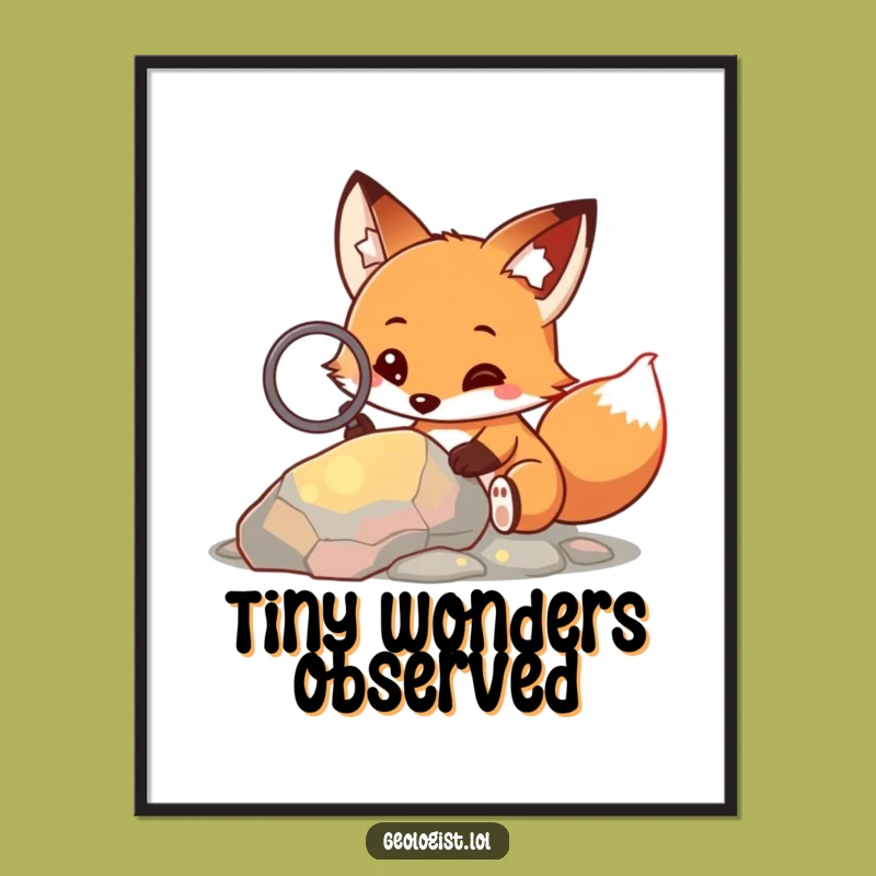 Funny Fox Explorer Digital Art: Curious Critter with Magnifying Glass, Printable Funny Gift