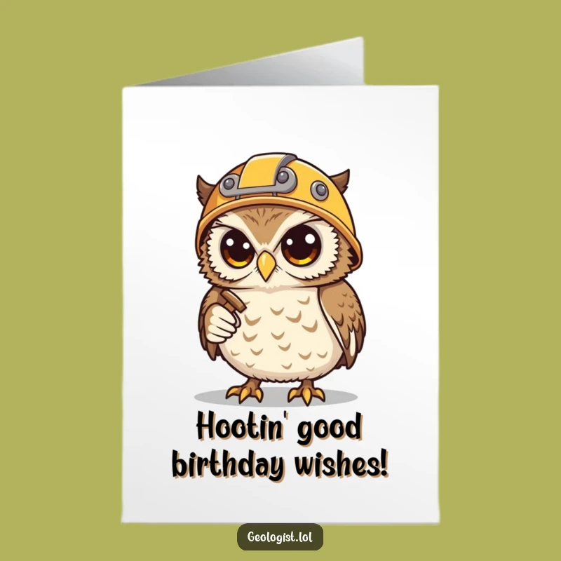 Free Printable Birthday Card: Funny Owl Miner Delivering a Knockout Surprise Gift
